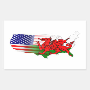 American Welsh Flags Map Rechthoekige Sticker
