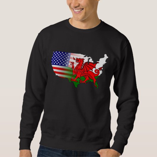 American Welsh Flags Map Sweatshirt (Voorkant)