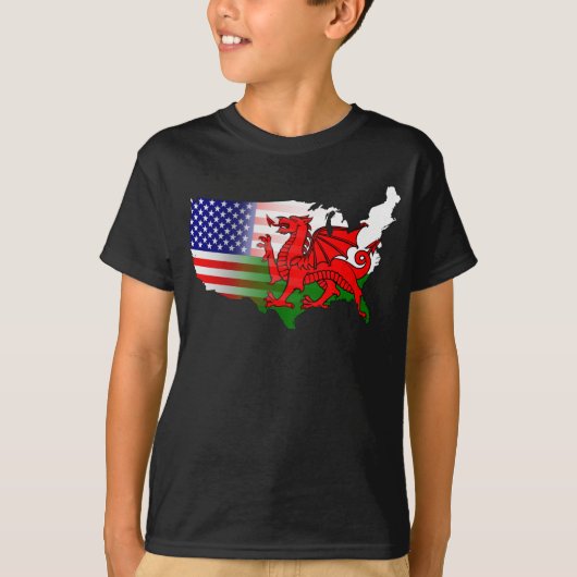 American Welsh Flags Map T-shirt (Voorkant)