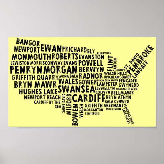 American Welsh Place Names Poster (Voorkant)