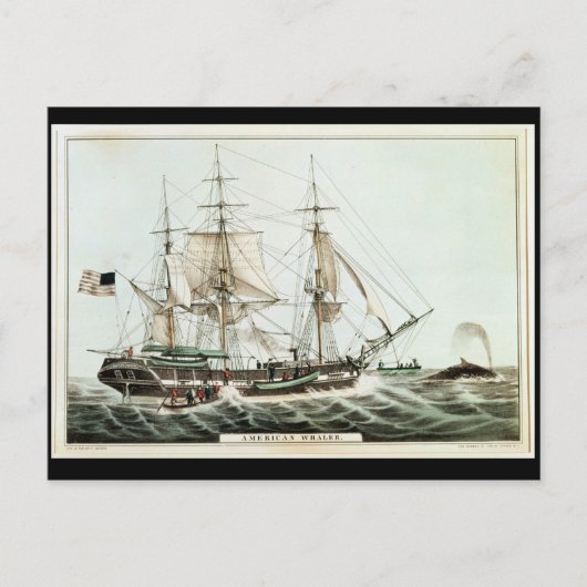 American Whaler, gegraveerd door Nathaniel Currier Briefkaart (Voorkant)