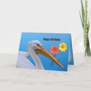 American White Pelican Birthday Card Kaart