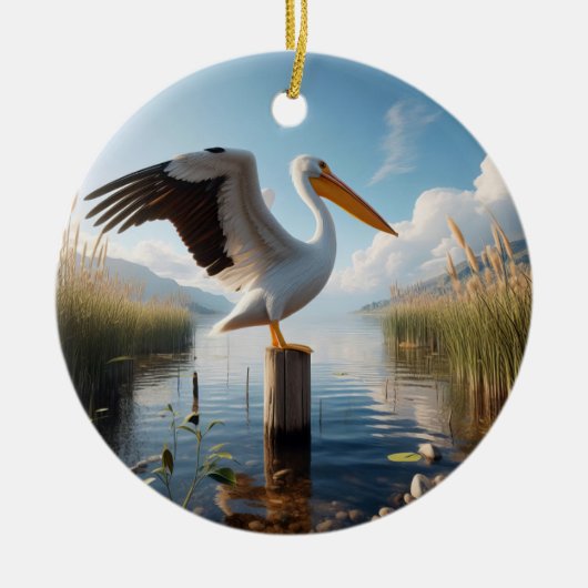 American White Pelican Keepsake Keramisch Ornament (Voorkant)