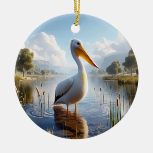 American White Pelican Keepsake Keramisch Ornament (Voorkant)