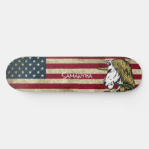 American White Unicorn Personalized Skateboard