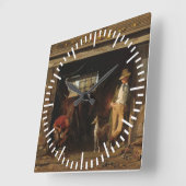 American Wild West Blacksmith en Cowboy Vierkante Klok (Hoek)