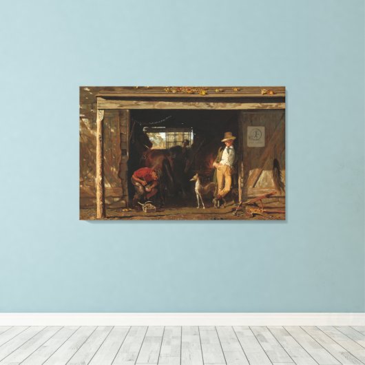 American WildWest Blacksmith en Cowboy Canvas Afdruk (Insitu (Houten vloer))