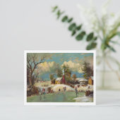 American Winter Life Kerstmis Scene Feestdagenkaart (Staand voorkant)