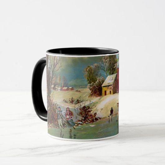 American Winter Life Kerstmis Scene Mok (Voorkant links)