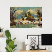 American Winter Life Kerstmis Scene Poster (Thuiskantoor)