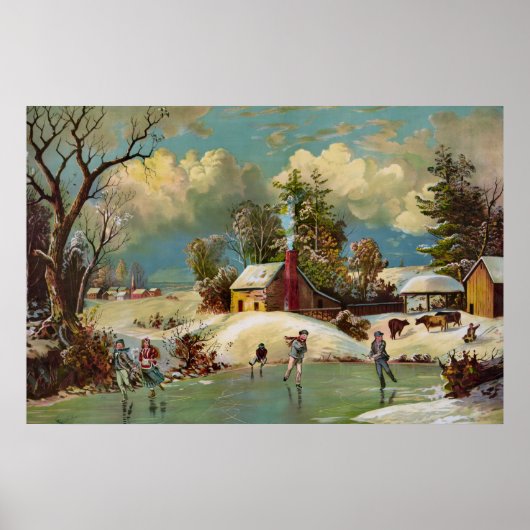 American Winter Life Kerstmis Scene Poster (Voorkant)