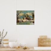 American Winter Life Kerstmis Scene Poster (Keuken)