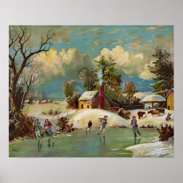 American Winter Life Kerstmis Scene Poster