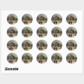 American Winter Scene Ronde Sticker (Vel)