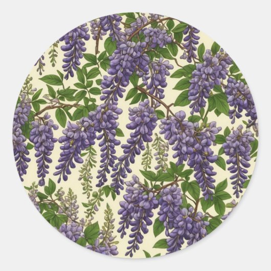 American Wisteria patroon tekening Ronde Sticker (Voorkant)