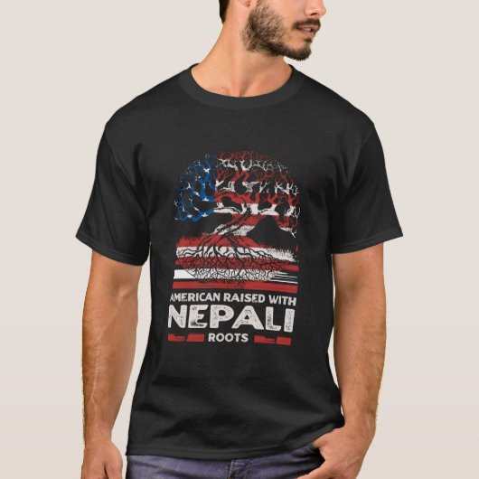 American with Nepali Roots Patriotic Nepal Patriot T-shirt (Voorkant)