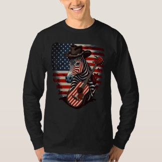 American Zebra Guitar USA County Music T-shirt