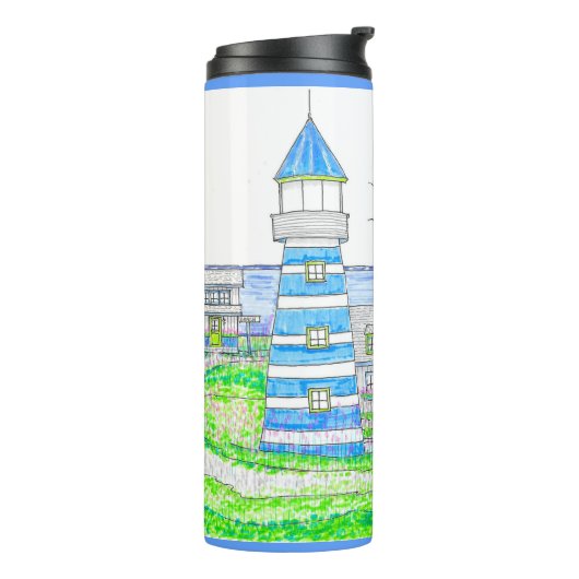 Americana 2 Blauwe Thermische Tumbler Thermosbeker (Gedraaid links)