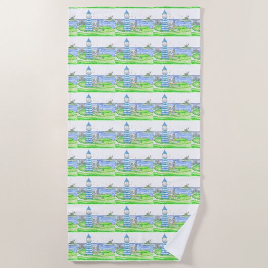 Americana 2 Vuurtoren Strandhanddoek Strandlaken (Voorkant)