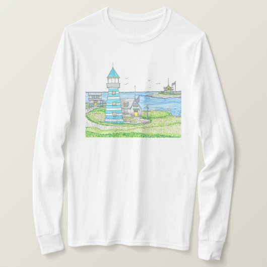 Americana 2 Vuurtoren Tshirt met lange mouwen (Design voorkant)