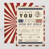  Americana 4 juli feestuitnodiging Kaart (Voorkant / Achterkant)