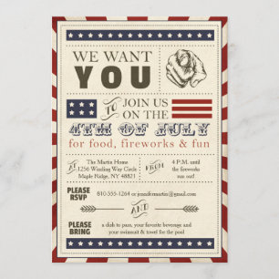 Americana 4 juli feestuitnodiging Kaart