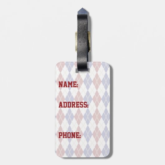 Americana Argyle-Bagagelabel Bagagelabel (Achterkant verticaal)