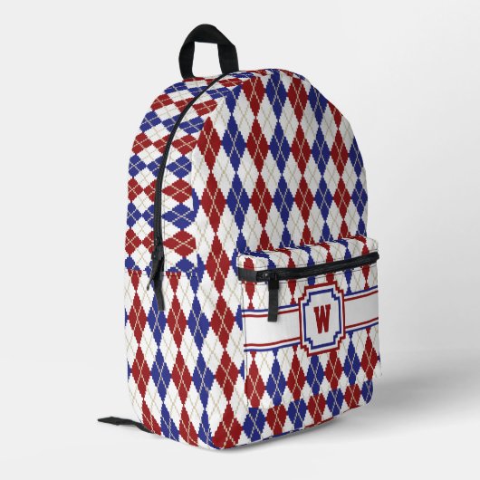 Americana Argyle Bedrukte Rugzak (Achterkant Hoek Links)