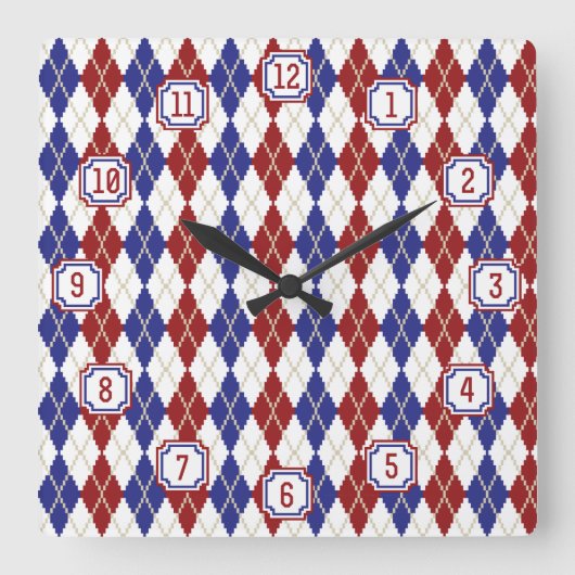 Americana Argyle Clock Vierkante Klok (Voorkant)