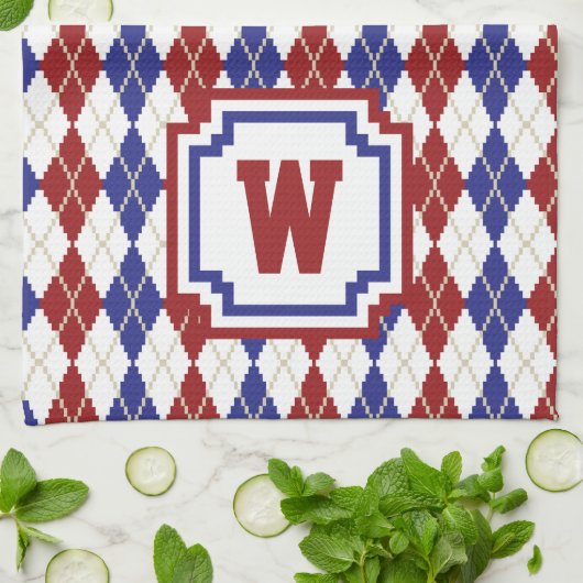Americana Argyle keukenhanddoek (Gevouwen)