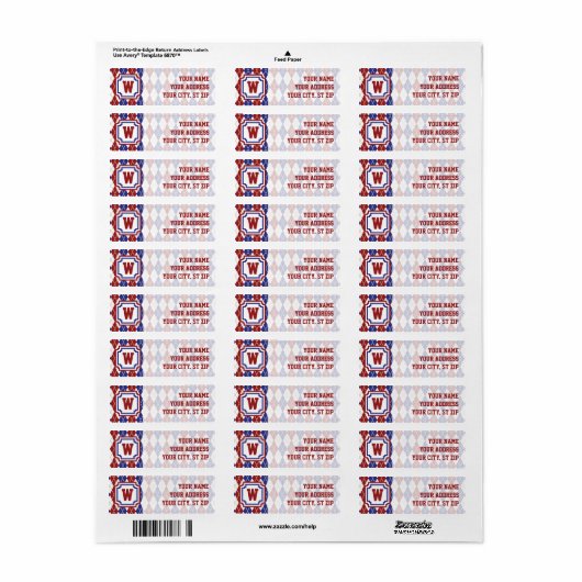 Americana Argyle Return Address Label (Full Sheet)