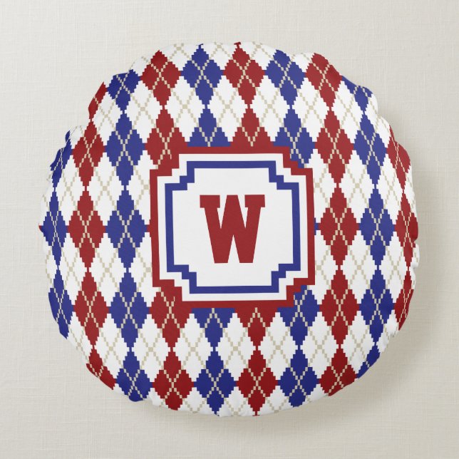 Americana Argyle Rond Kussen (Voorkant)