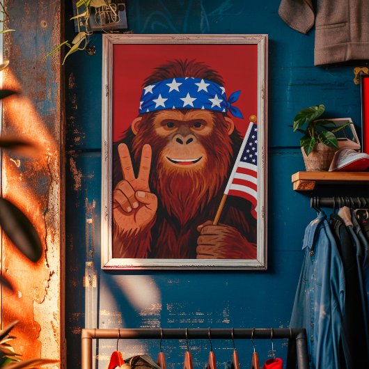 Americana Bigfoot Muurkunst Poster Print
