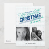 Americana Blue Reindeer Holiday Photo Card Feestdagenkaart (Voorkant / Achterkant)