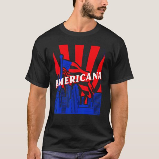 Americana, City, Flag, BJJ, Jiu-Jitsu, MMA, Fighti T-shirt (Voorkant)