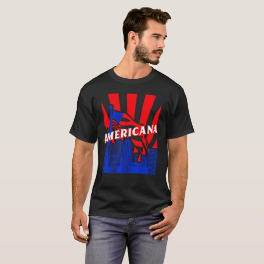 Americana, City, Flag, BJJ, Jiu-Jitsu, MMA, Fighti T-shirt (Voorkant volledig)