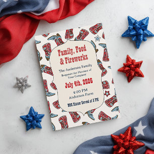 Americana Cowboylaarzen Vier Juli Uitnodiging