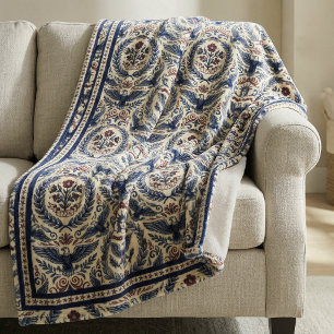 Americana Eagles Bloemenslingers & Strepen ID1298 Fleece Deken