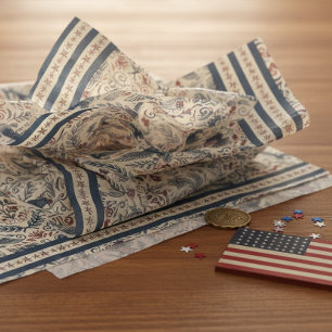 Americana Eagles Bloemenslingers & Strepen ID1298 Tissuepapier