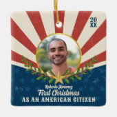 Americana Eerste Kerstmis Amerikaans Burgerschap G Keramisch Ornament (Voorkant)