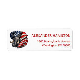 Americana Elephant Flag Return Address Etiket