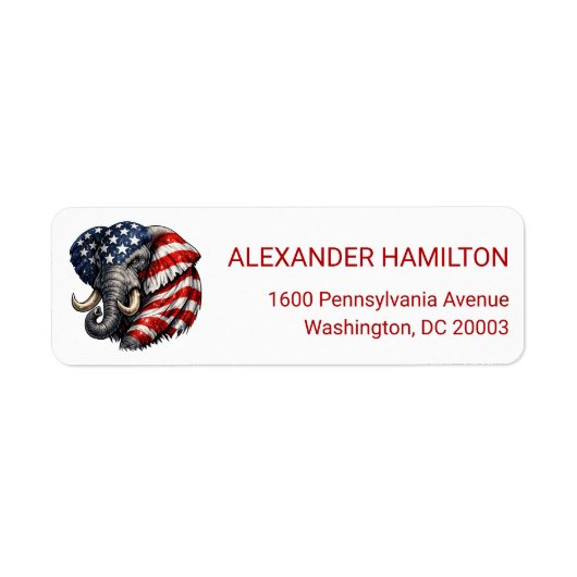 Americana Elephant Flag Return Address Etiket (Voorkant)