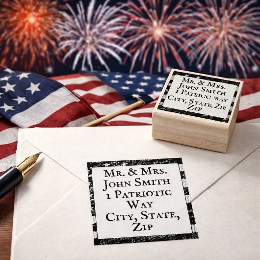 Americana Flag rustic return address Rubberstempel