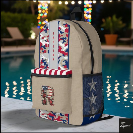 Americana Floral Camo Monogram Backpack Bedrukte Rugzak