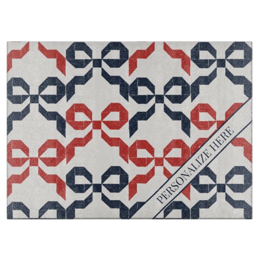 Americana Folk Art Bow Quilt Pattern Recipe Snijplank (Voorkant)