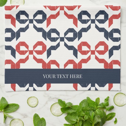 Americana Folk Art Bow Quilt Pattern Theedoek (Gevouwen)