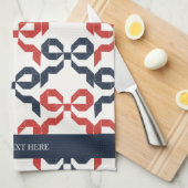 Americana Folk Art Bow Quilt Pattern Theedoek (Quarter Fold)