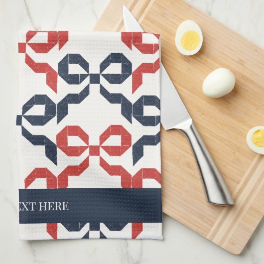 Americana Folk Art Bow Quilt Pattern Theedoek (Quarter Fold)