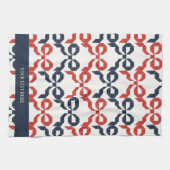 Americana Folk Art Bow Quilt Pattern Theedoek (Horizontaal)