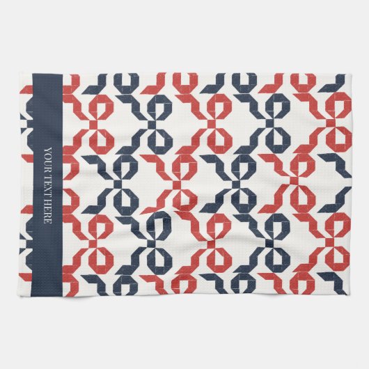 Americana Folk Art Bow Quilt Pattern Theedoek (Horizontaal)